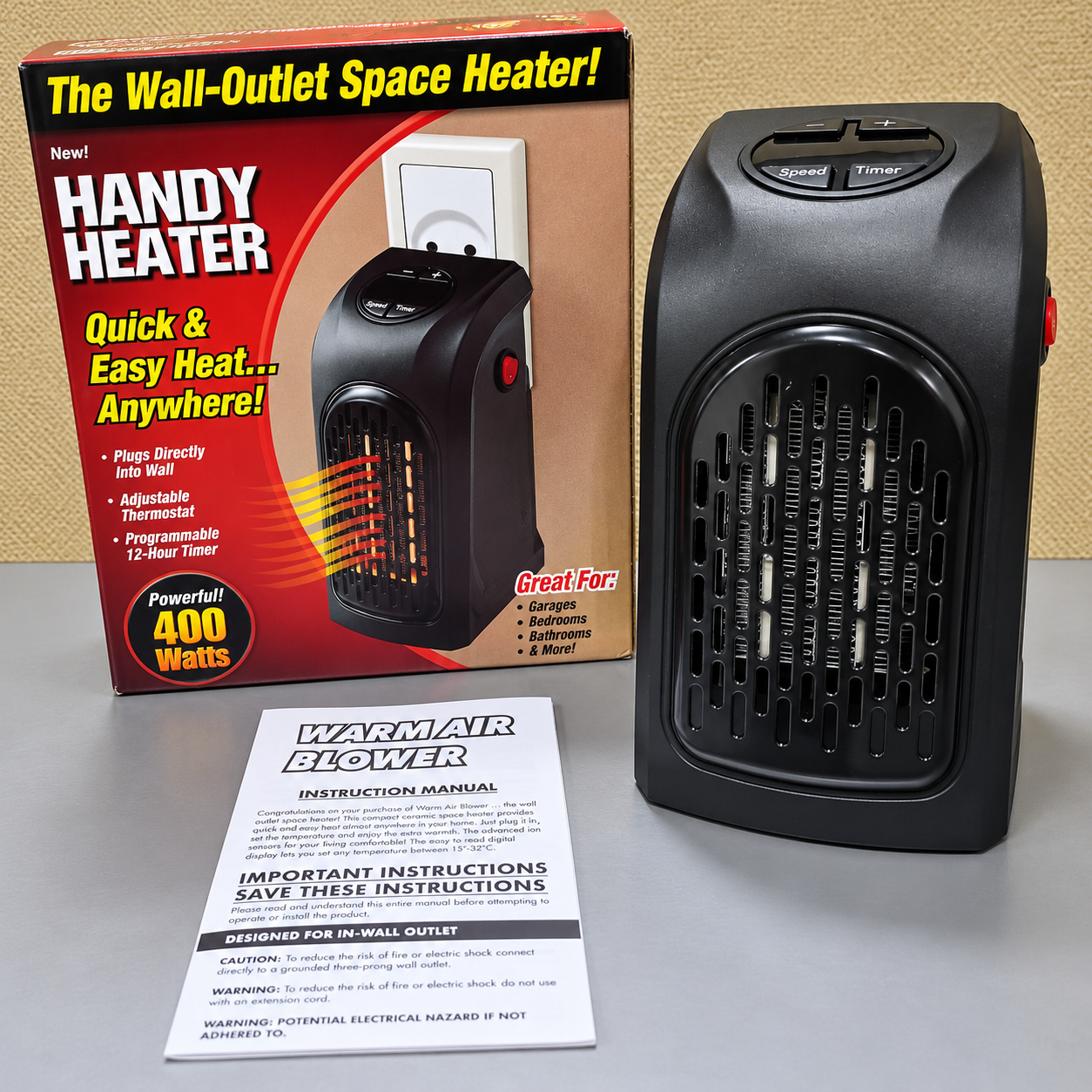 Calentador Handy Heater con caja y folleto
