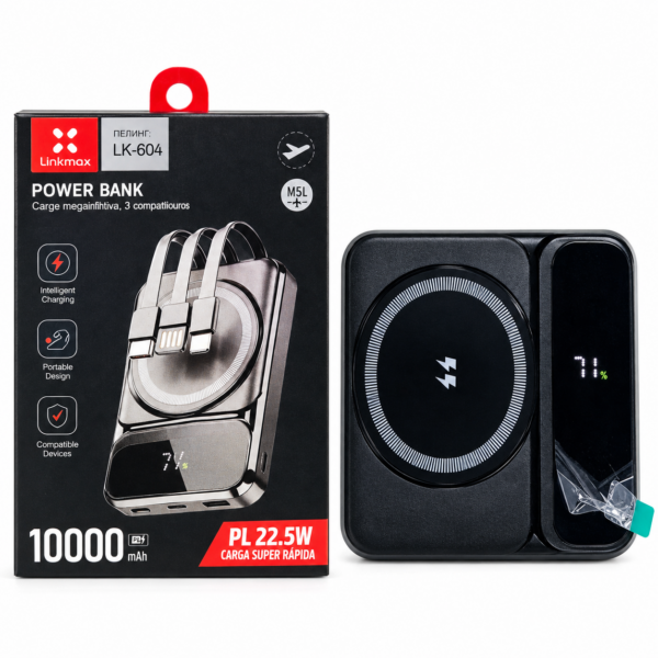 Power bank LLK-604 de 10 000 mah - Carga inalámbrica
